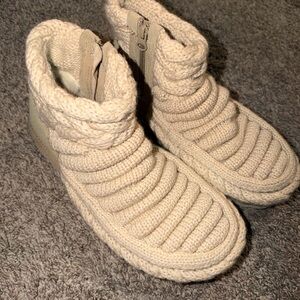 UGG Knit Ankle Boots - Cream